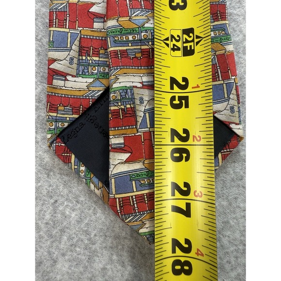 Vintage Ermenegildo Zegna Italy Men's Multicolor Sail Boat Pattern Silk Neck Tie - Picture 6 of 7